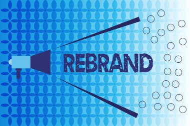Word metin Rebrand yazma. Şirket kuruluş pazarlama stratejisi değişiklik kurumsal imaj için iş kavramı