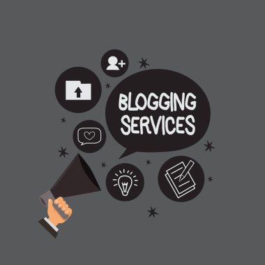 Writing note showing Blogging Services. Business photo showcasing Social networking facility Informative Journalism clipart
