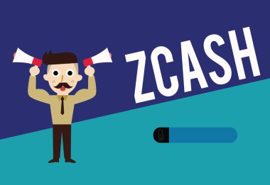 Zcash gösterilen Not yazma. Cryptocurrency anonim sağlar adem-i merkeziyetçi blockchain ile vitrine iş fotoğraf