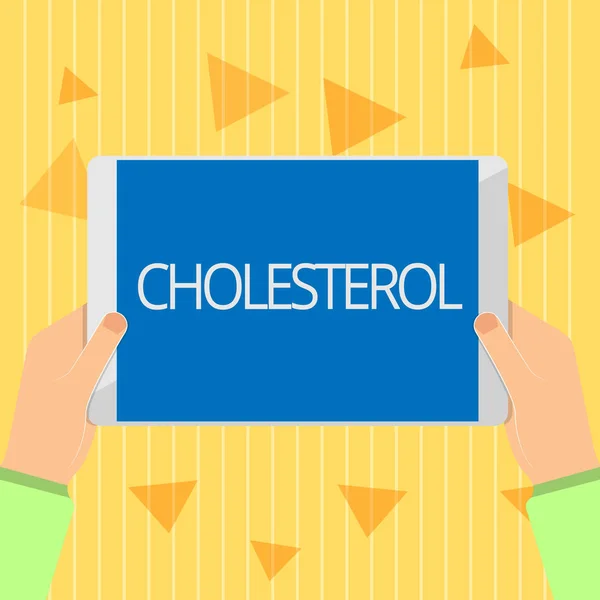 A kézírás szöveg koleszterin. Koncepció, azaz szteroid jelen lévő állati sejtek és testfolyadékok alkohol — Stock Fotó