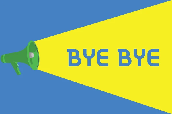 Ordet skriva text Bye Bye. Affärsidé för hälsning för att lämna farväl se dig snart Separation salute — Stockfoto