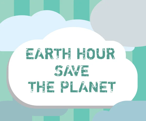 Word pisanie tekstu Earth Hour ocalenie planety. Koncepcja biznesowa dla światła Off Eventmovement przez Wwf każdy marca — Zdjęcie stockowe