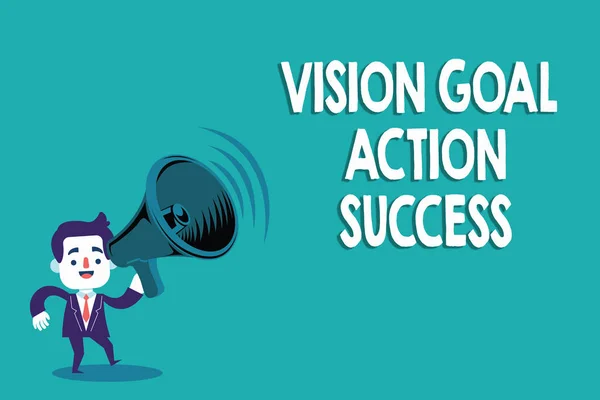 Концептуальный почерк, показывающий успех Vision Goal Action. Закон о стратегическом планировании ваших мечтаний — стоковое фото