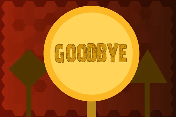 Text tecken visar Goodbye. Konceptuell bild hälsning för lämnar farväl se du snart Separation salute — Stockfoto