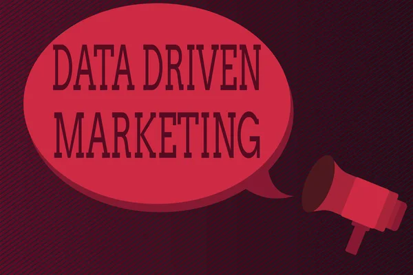 Texto de escritura de palabras Data Driven Marketing. Concepto de negocio para la estrategia basada en el análisis de percepciones de interacciones — Foto de Stock