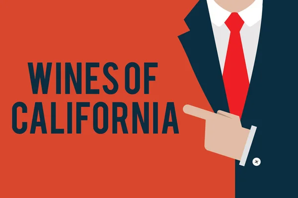 Word writing text Wines Of California. Business concept for Best Winemakers in the USA Export Quality Beverage — Stock Photo, Image