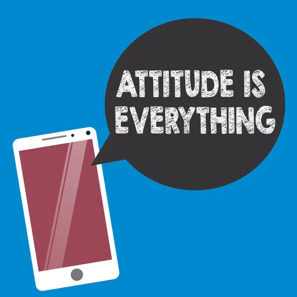 L'écriture conceptuelle montrant Attitude Is Everything. Texte de la photo d'affaires Perspectives positives est le guide d'une bonne vie — Photo