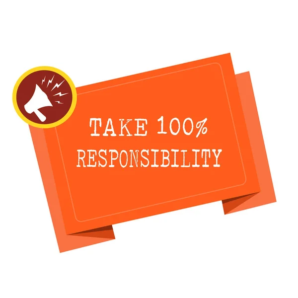 Текст для написания слов Take 100 Responsibility. Бизнес-концепция для полной ответственности за свои действия и мысли — стоковое фото