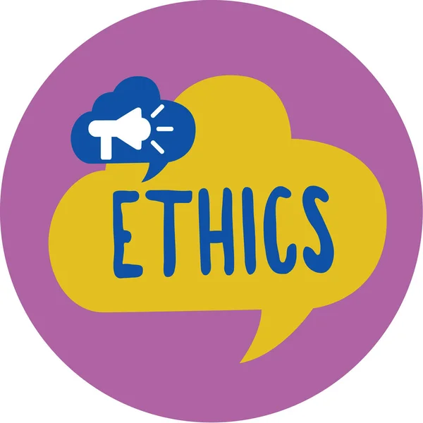 Szöveg jel bemutatás etika. Fogalmi fénykép erkölcsi alapelveket személy magatartása vagy tevékenység végzése — Stock Fotó