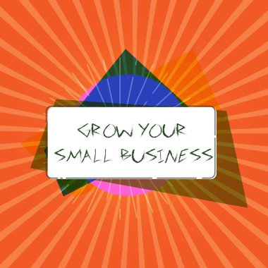 Kavramsal el küçük iş büyümek gösterilen yazma. Şirket vitrine iş fotoğraf pozitif nakit akışı Star oluşturur