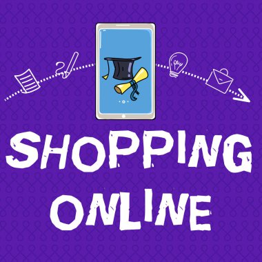 Online Alışveriş 'i gösteren bir not yazıyorum. İnternet sitesi üzerinden istediğin iş fotoğrafını alıp sonra da dağıtıyorsun.