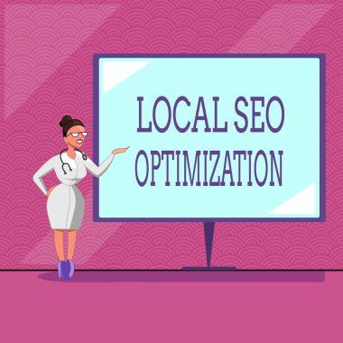 Kavramsal el yerel Seo optimizasyon gösterilen yazma. İş fotoğraf metin üst listesinde rütbesine arama görünürlüğü artırmak