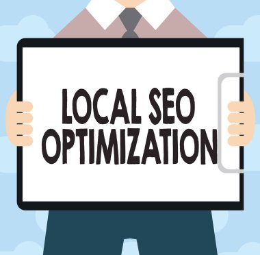 Yerel Seo optimizasyon gösterilen metin işareti. Kavramsal fotoğraf üst listesinde rütbesine arama görünürlüğü artırmak