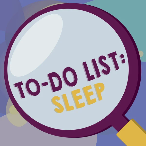 Escrita de mão conceitual mostrando To Do List Sleep. Texto para fotos de negócios Coisas a serem feitas Objeto prioritário é descansar — Fotografia de Stock