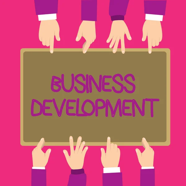 Text sign showing Business Development. Conceptual photo Implement Growth Value within and between company — Stock Photo, Image