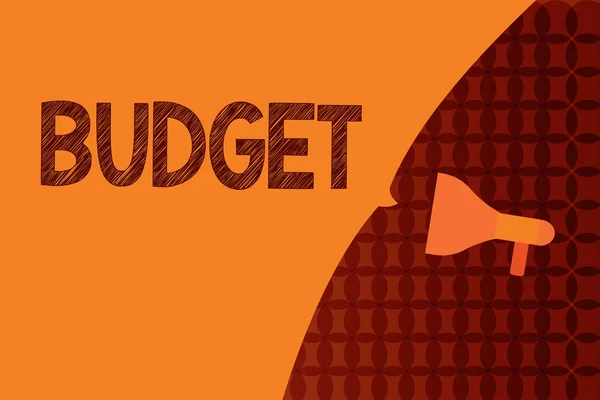 Handschrift Textschreiben Budget. Konzept bedeutet definierte Schätzung von Einnahmen und Ausgaben für einen festgelegten Zeitraum — Stockfoto