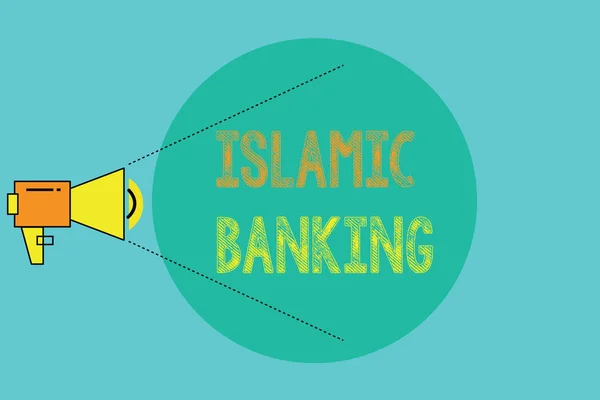 Escritura a mano conceptual que muestra la Banca Islámica. Foto comercial que muestra el sistema bancario basado en los principios de la ley islámica — Foto de Stock