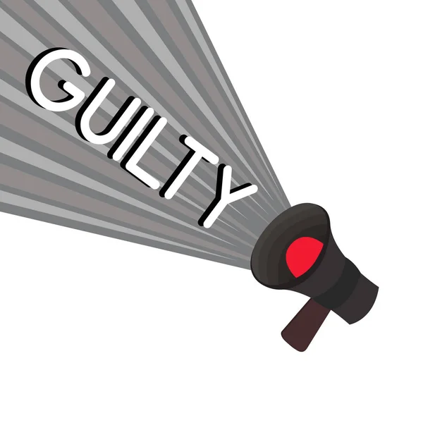 Ordet skriva text Guilty. Affärsidé för klandervärt av eller ansvarig för angivna missgärningar medge åtgärder — Stockfoto