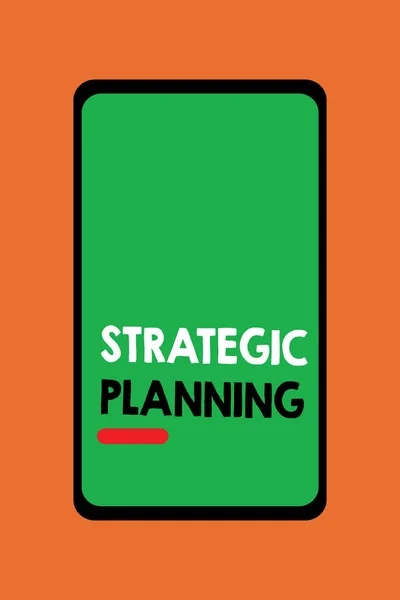 Sinal de texto mostrando Planejamento Estratégico. Foto conceitual Gestão Organizacional Atividade Operação Prioridades — Fotografia de Stock