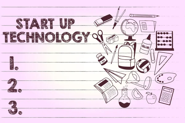 Signo de texto que muestra la tecnología Start Up. Foto conceptual Joven Empresa Técnica Financiada o Financiada inicialmente —  Fotos de Stock