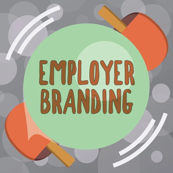 Znak tekstowy pokazujący Employer Branding. Koncepcyjne zdjęcie Proces promocji firmy Building Reputation — Zdjęcie stockowe