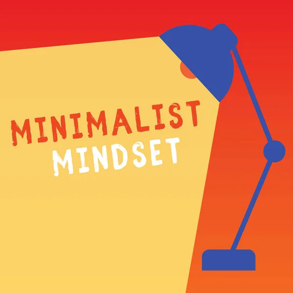 Woord schrijven tekst Minimalistische Mindset. Business concept voor Be more Bewust van wat het leven kan bieden zonder rommel — Stockfoto