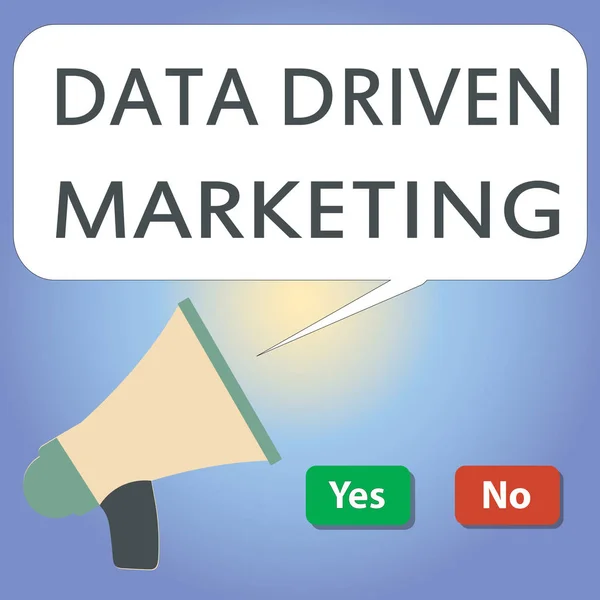 Escritura a mano escritura de texto Data Driven Marketing. Concepto que significa Estrategia basada en Insights Análisis de interacciones — Foto de Stock