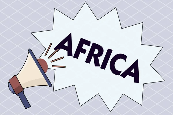 Kavramsal el Afrika gösterilen yazma. İş fotoğraf metin dünyanın ikinci en büyük ve ikinci en kalabalık kıta Arap — Stok fotoğraf