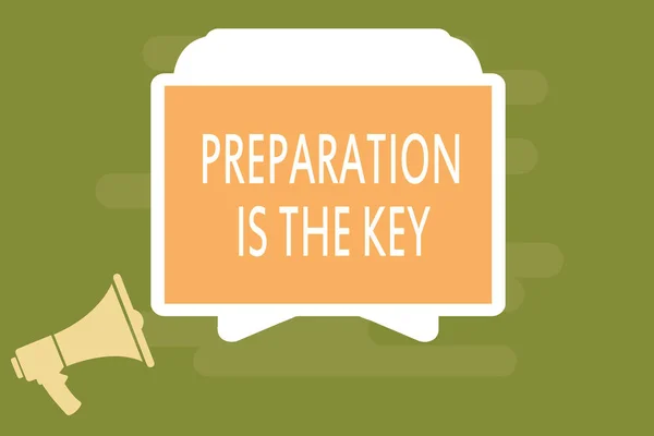 Palavra escrita texto Preparação é a chave. Conceito de negócio para a ação de fazer algo pronto para o serviço ou uso — Fotografia de Stock