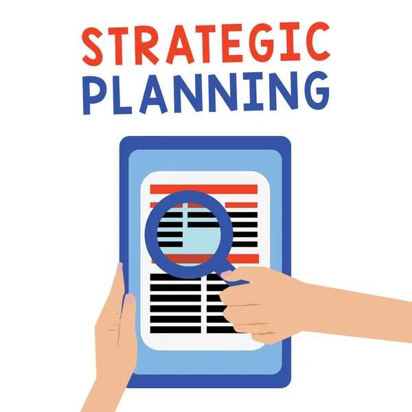 Texto a mano Planificación Estratégica. Concepto que significa Prioridades de Operación de Actividad de Gestión Organizacional — Foto de Stock