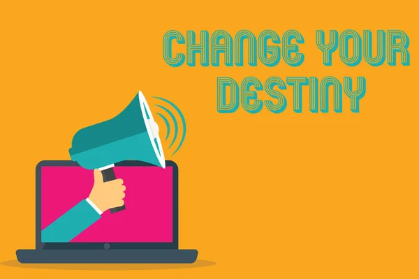 Conceptuele hand schrijven weergegeven: Change Your Destiny. Zakelijke foto tekst herschrijving strevend verbetering Start een andere toekomst — Stockfoto