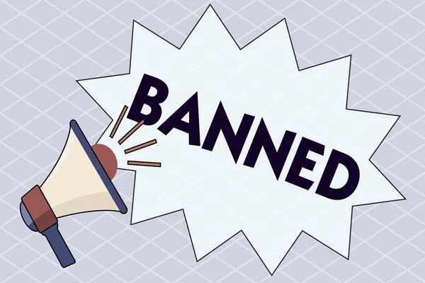 Conceptuele hand schrijven waarin Banned. Zakelijke foto tekst officieel te voorkomen dat iemand iets wettelijk verbieden — Stockfoto