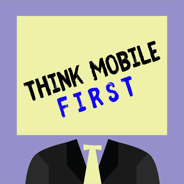 Написание почерка Think Mobile First. Концепция, означающая легкий доступ к портативным устройствам — стоковое фото