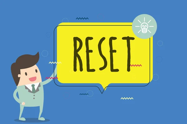 Text sign showing Reset. Conceptual photo cause device return to its factory mode Set again zero start point — Stock Photo, Image