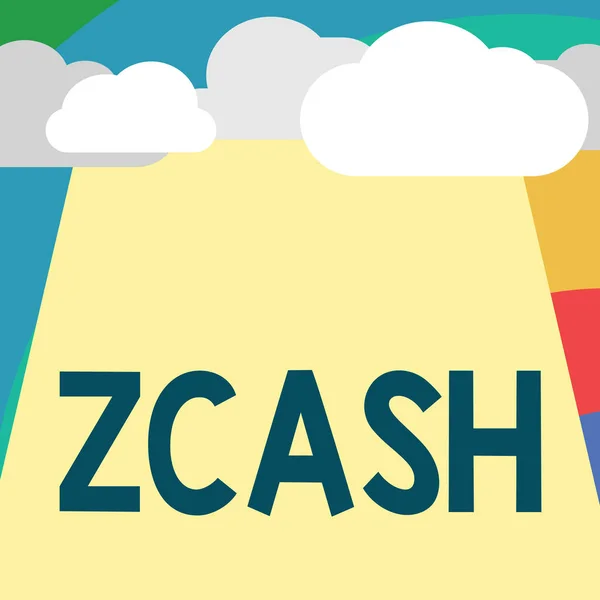 Signo de texto que muestra Zcash. criptomoneda foto conceptual con blockchain descentralizado que proporciona anonimato —  Fotos de Stock