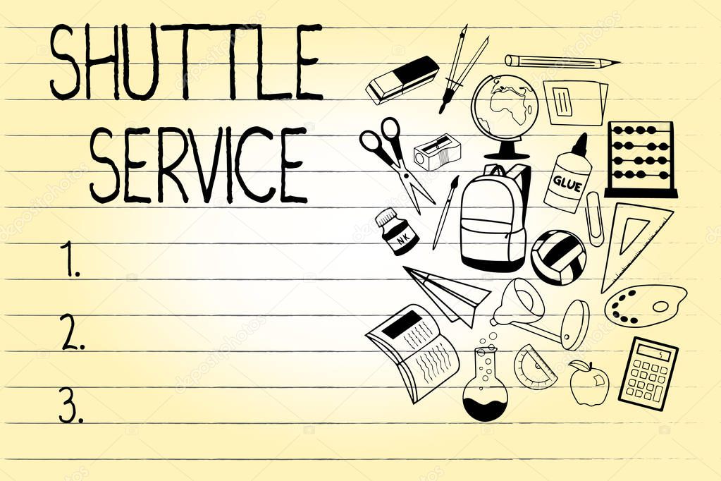 Word writing text Shuttle Service. Business concept for vehicles like buses travel frequently between two places