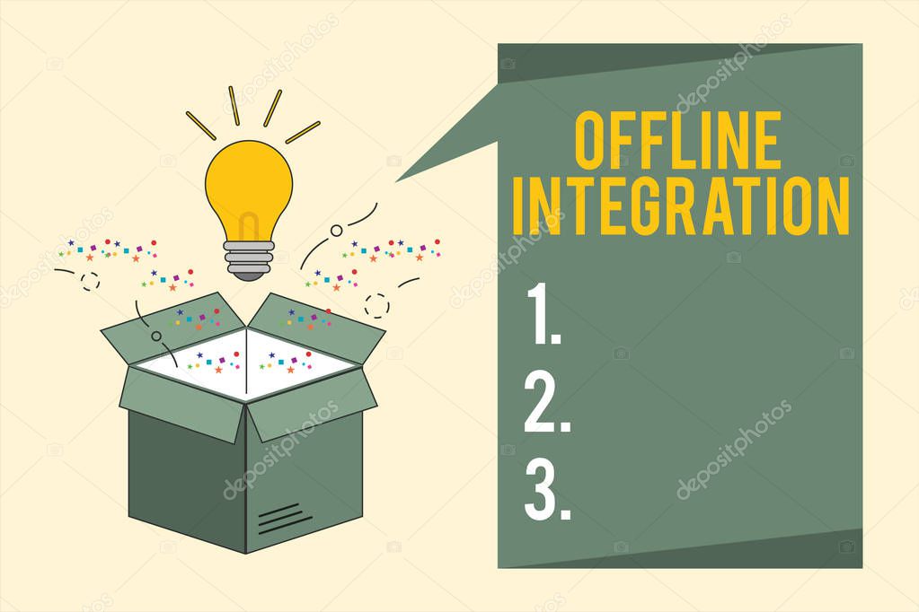 Word writing text Offline Integration. Business concept for First Triad of Marketing Television Print and Outdoor.