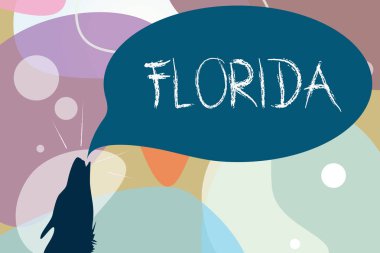 Kavramsal el Florida gösterilen yazma. İş fotoğraf metni devlet güneydoğu bölgesinde ABD güneşli plajlar koy