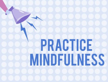 Kelime yazma metni Farkındalığı. Rahatlama durumuna ulaşma konsepti bir çeşit meditasyon.