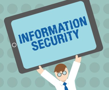 Bilgi Güvenliğini gösteren kavramsal el yazısı. İş fotoğrafı metni INFOSEC İzinsiz Erişimin Korunmasını Önlüyor