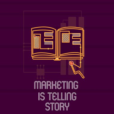 Kavramsal el pazarlama olduğunu söyleyen hikaye yazma. Marka ürün veya hizmet nefes hayat vitrine iş fotoğraf