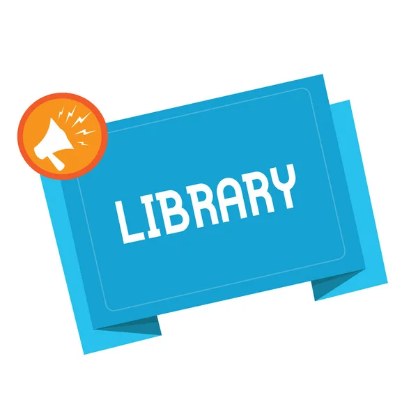 Tekst teken weergegeven: bibliotheek. Conceptuele foto gebouw kamer met boeken collecties plaats voor studie — Stockfoto