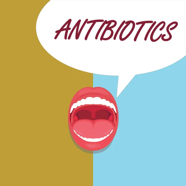 手書きテキスト抗生物質。細菌感染症の治療と予防に使用される薬剤を意味概念 — ストック写真