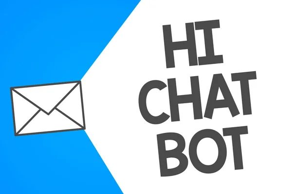 Привет Чат Бот. Концепция, означающая приветствие роботу, который отвечает на отправленное сообщение — стоковое фото