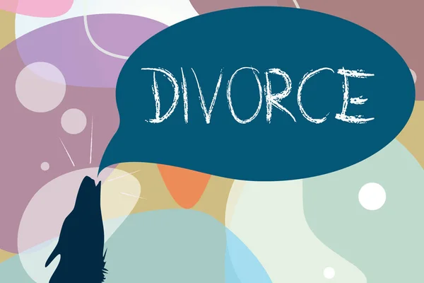 Εννοιολογική χέρι γραφή δείχνει διαζύγιο. Επαγγελματίες φωτογραφία κείμενο νομική διάλυση του γάμου διαχωρισμού διάλυση διαφωνία — Φωτογραφία Αρχείου