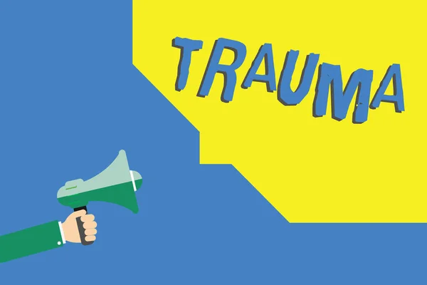 Rukopis textu psaní Trauma. Pojetí znamená hluboce smutný nebo znepokojující zážitek fyzického poranění — Stock fotografie