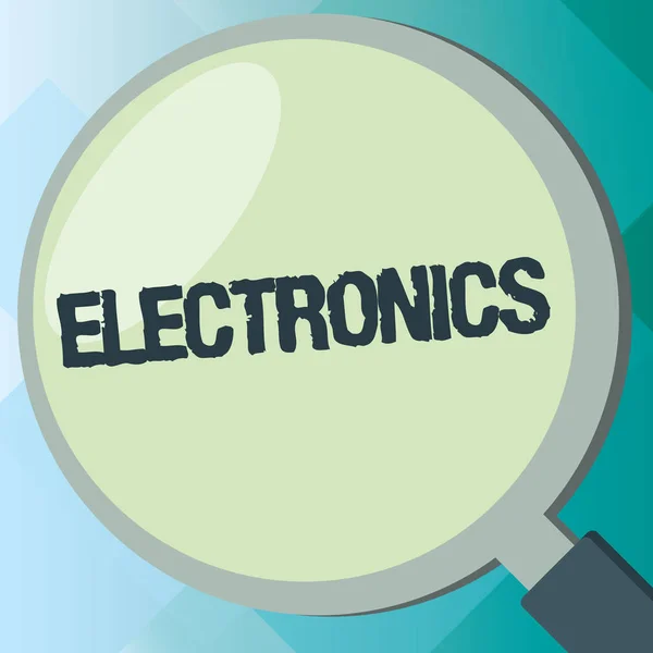 手書きテキスト電子。概念の回路やトランジスタのマイクロ チップのデジタル デバイスを使用してデバイスの意味 — ストック写真