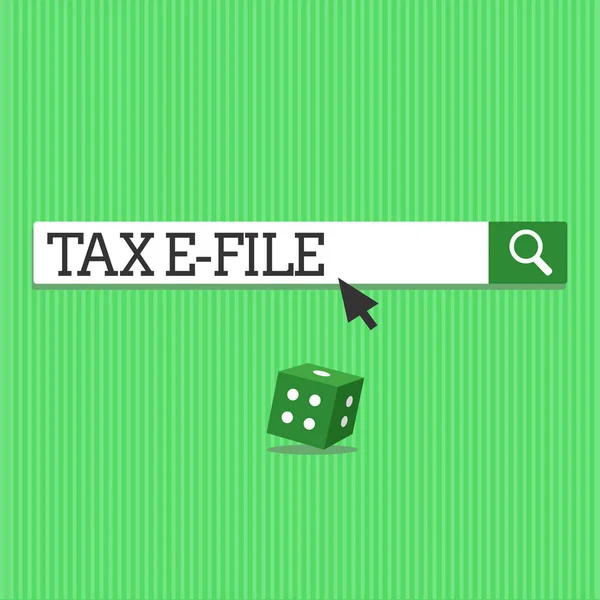 Konceptuella hand skriva visar Tax E fil. Foto text systemet skickar skatt affärsdokument till oss Internal Revenue Service — Stockfoto