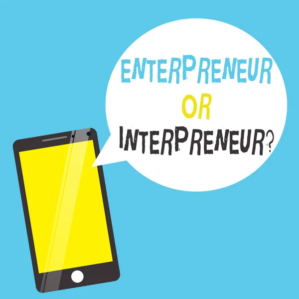 Szót írt szöveg vállalkozó vagy Intrepreneur kérdés. Üzleti koncepció, új fajta termelő a vállalaton belül — Stock Fotó