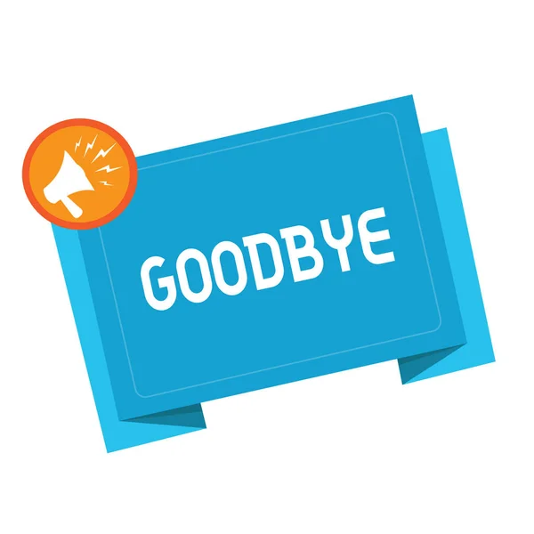 Text znamení ukazující na rozloučenou. Konceptuální fotografie pozdrav pro opuštění sbohem viz vás brzy oddělení pozdrav — Stock fotografie